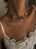 Vintage Heart Face Choker Necklace