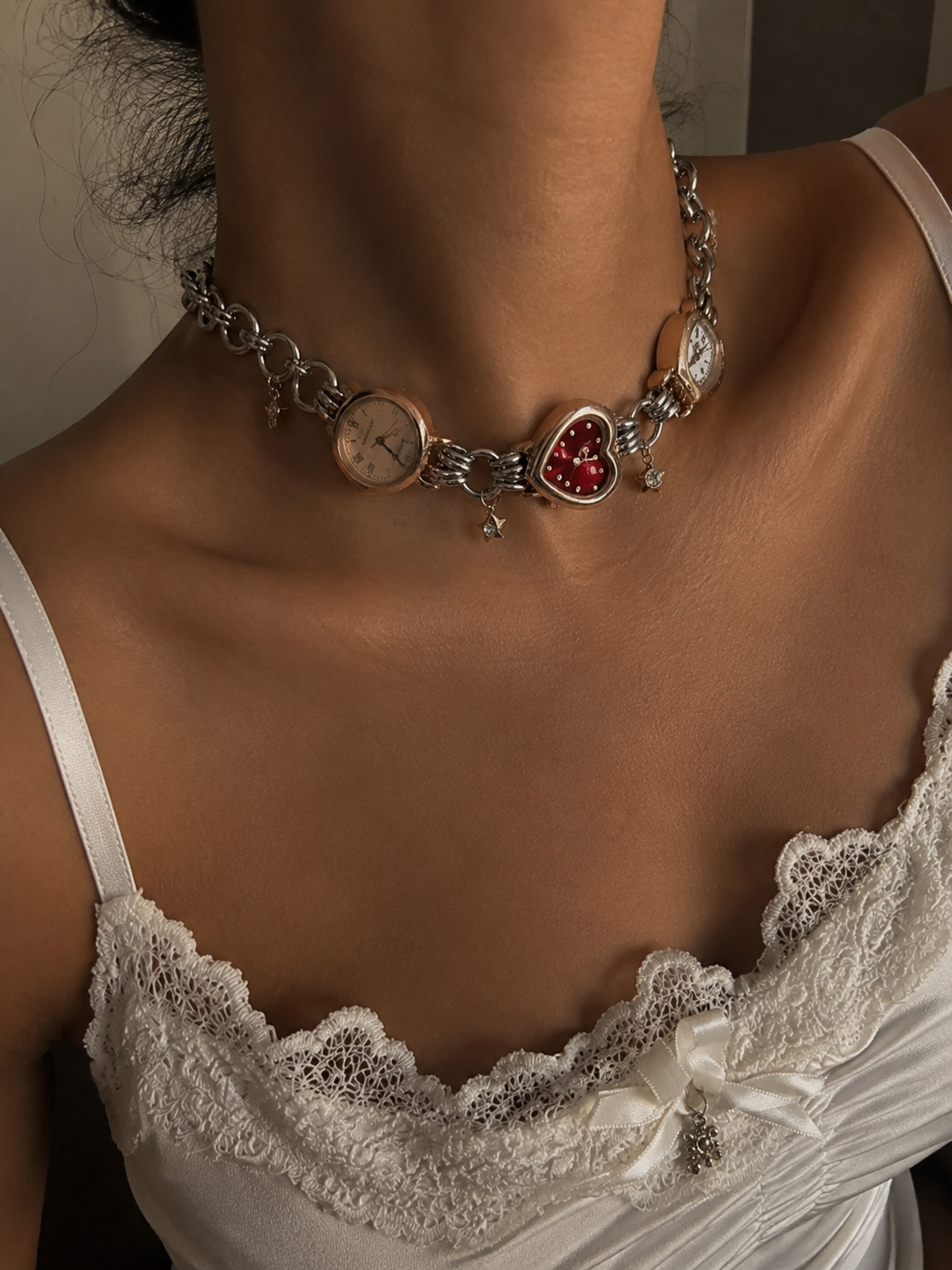 Vintage Heart Face Choker Necklace