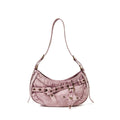 Pink Vintage Wash Denim Hobo Bag