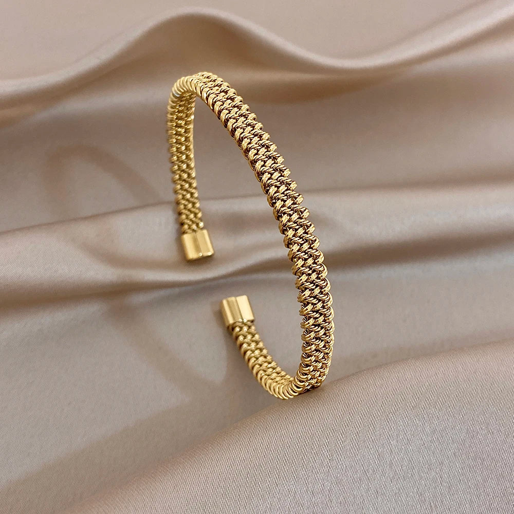 Zircon Flower Cuff Waterproof Bangle