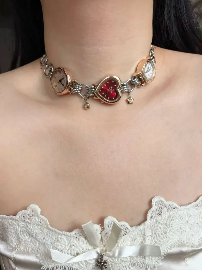 Vintage Heart Face Choker Necklace